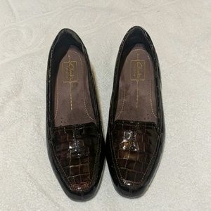 Brown loafer flat shoe